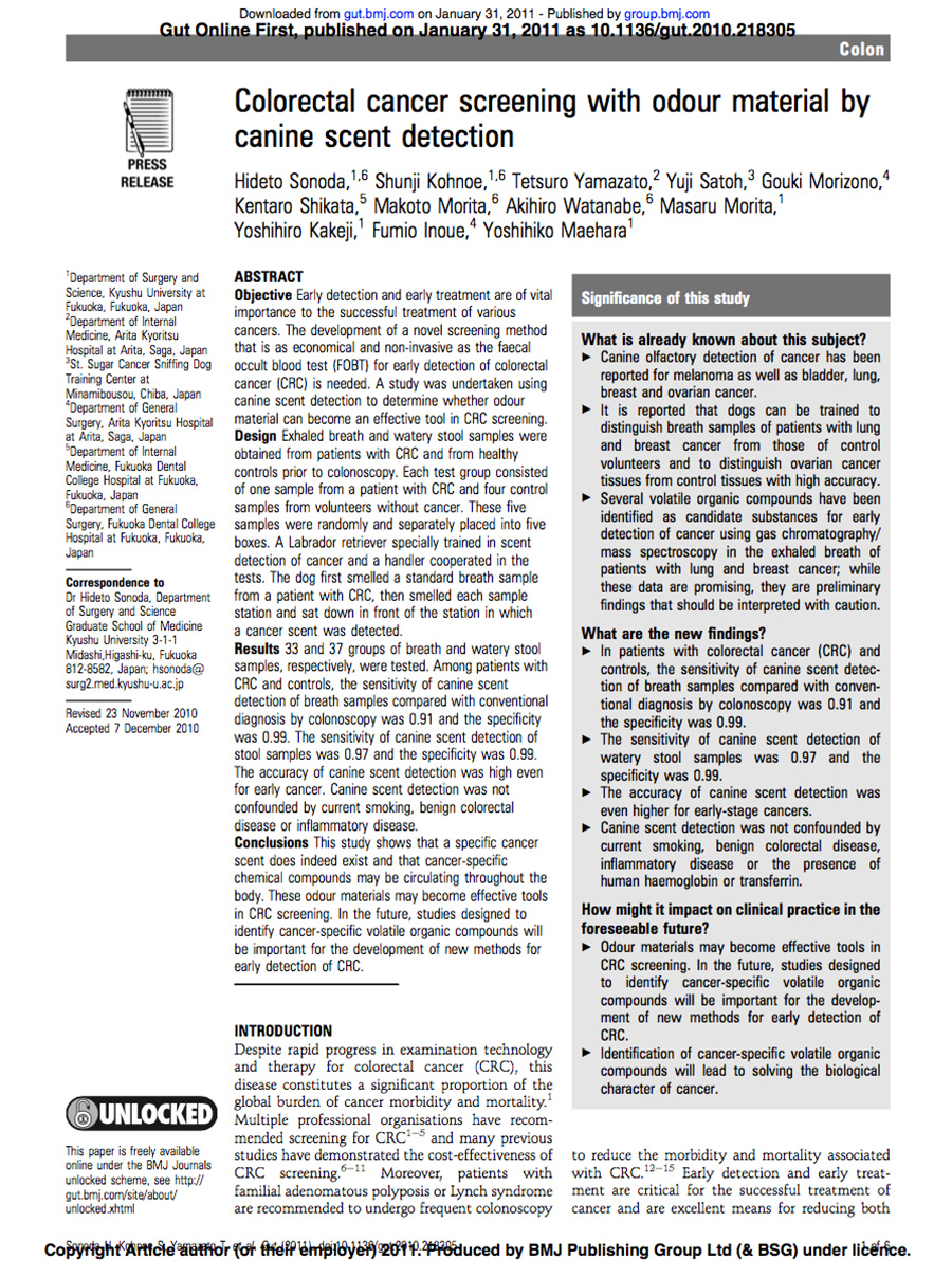 The paper in the medical journal Gut (January 31, 2011)