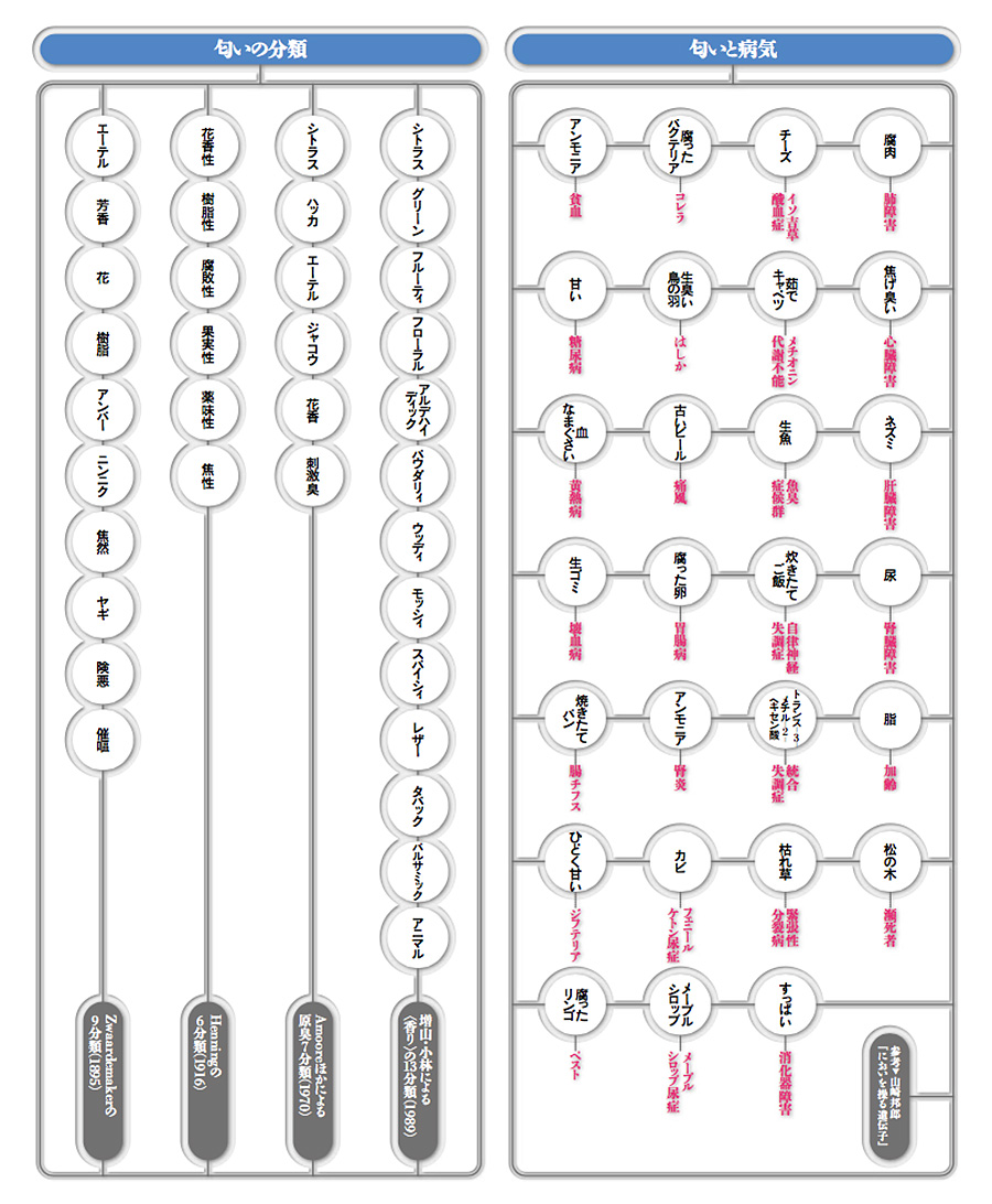 Classification of smells, smells and diseases
